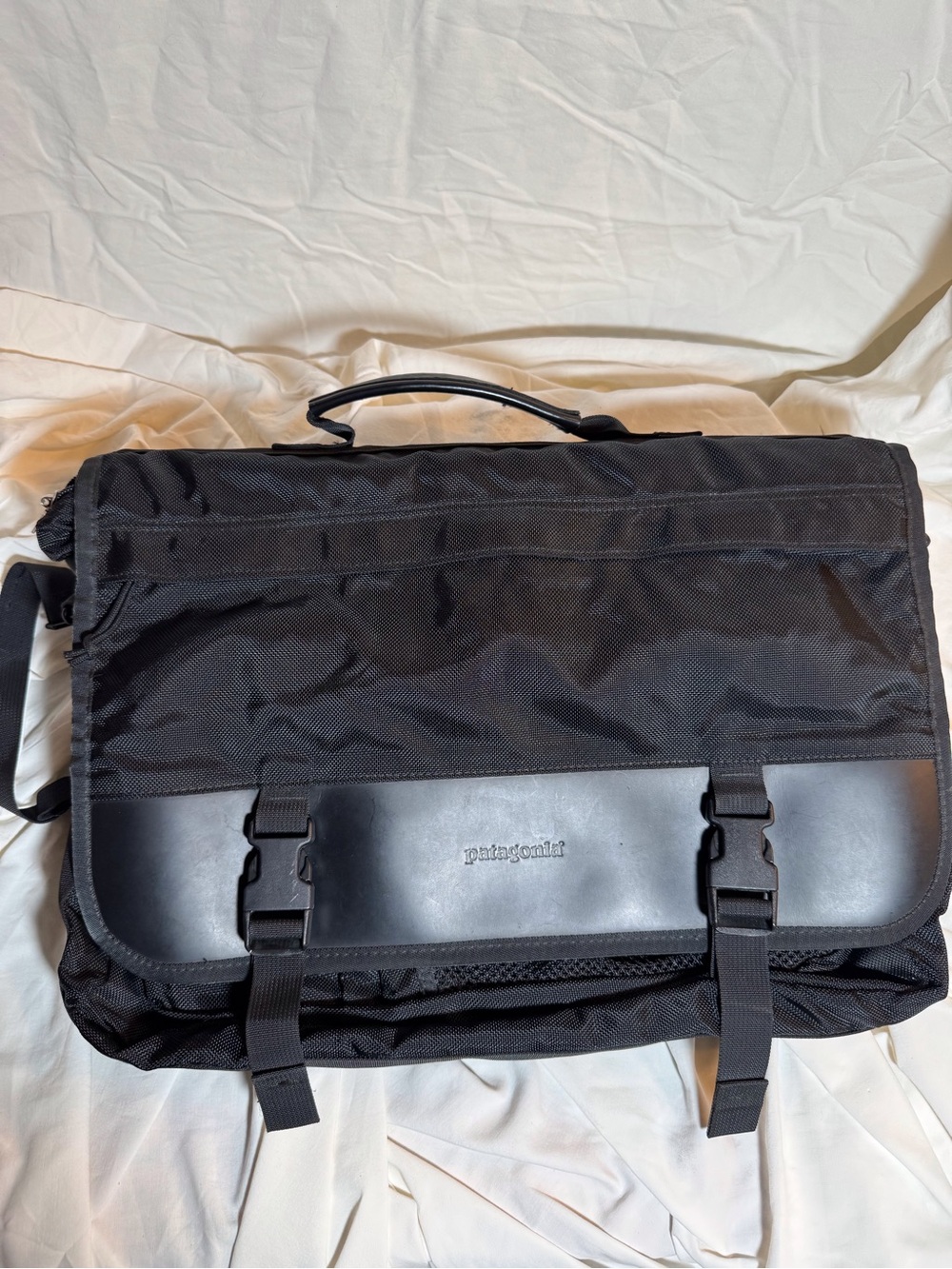 Patagonia Black Messenger Bag with Matte Black Trim